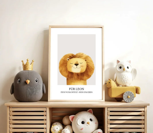 Personalisiertes Kinder Poster mit Namen - Namensbild mit Tierauswahl