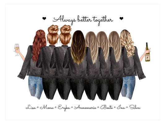 8 Beste Freundinnen Poster Geschenk personalisiert - Geburtstagsgeschenk Freundin Bild