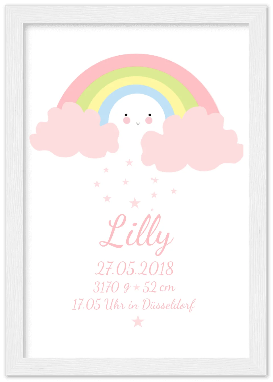 Personalisiertes Regenbogenposter - Babyposter + Geburtsanzeige als Erinnerung zur Geburt gestalten - Baby Geschenk