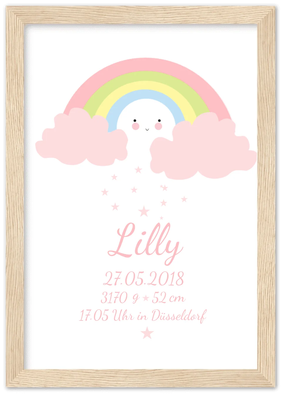 Personalisiertes Regenbogenposter - Babyposter + Geburtsanzeige als Erinnerung zur Geburt gestalten - Baby Geschenk