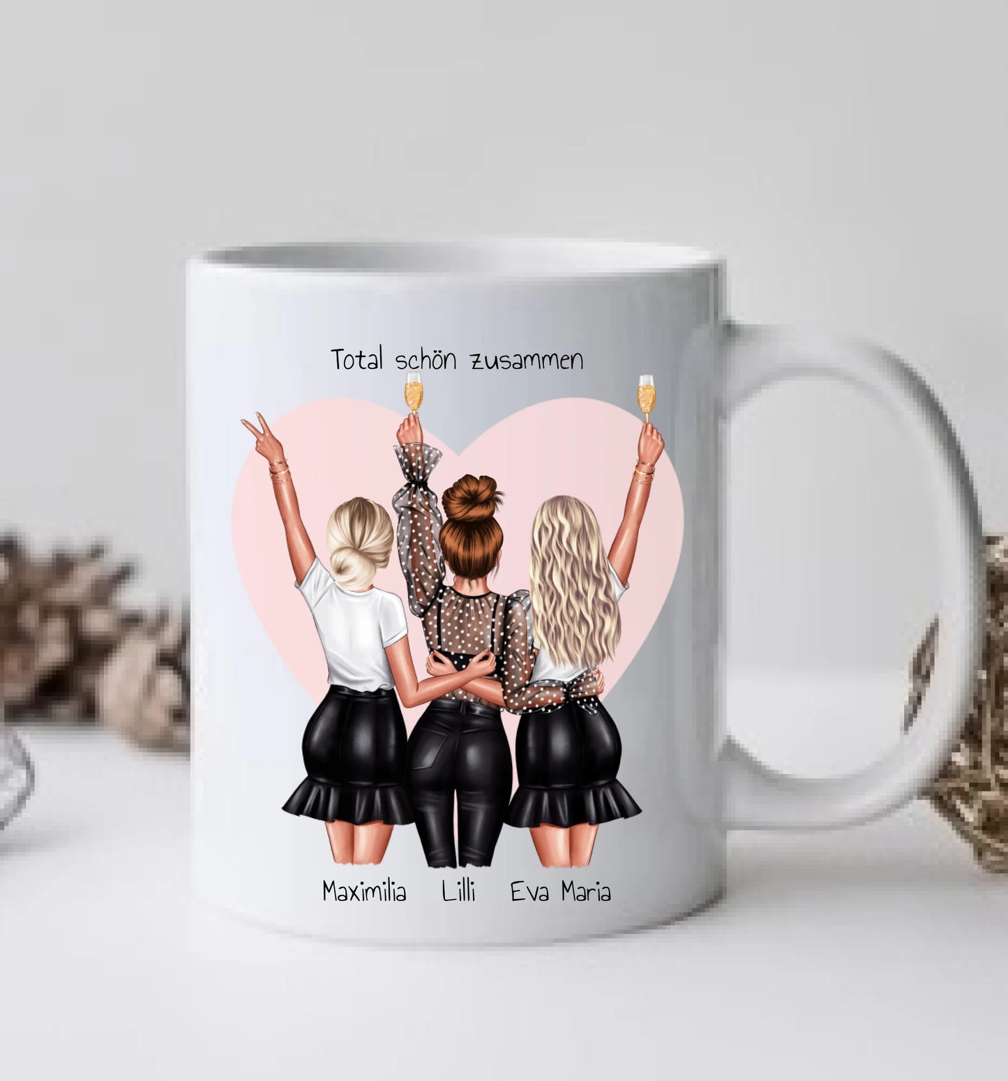 Personalisiertes Geschenk beste Freundin Tasse - 3 beste Freundinnen Geburtstagsgeschenk - Weihnachtsgeschenk