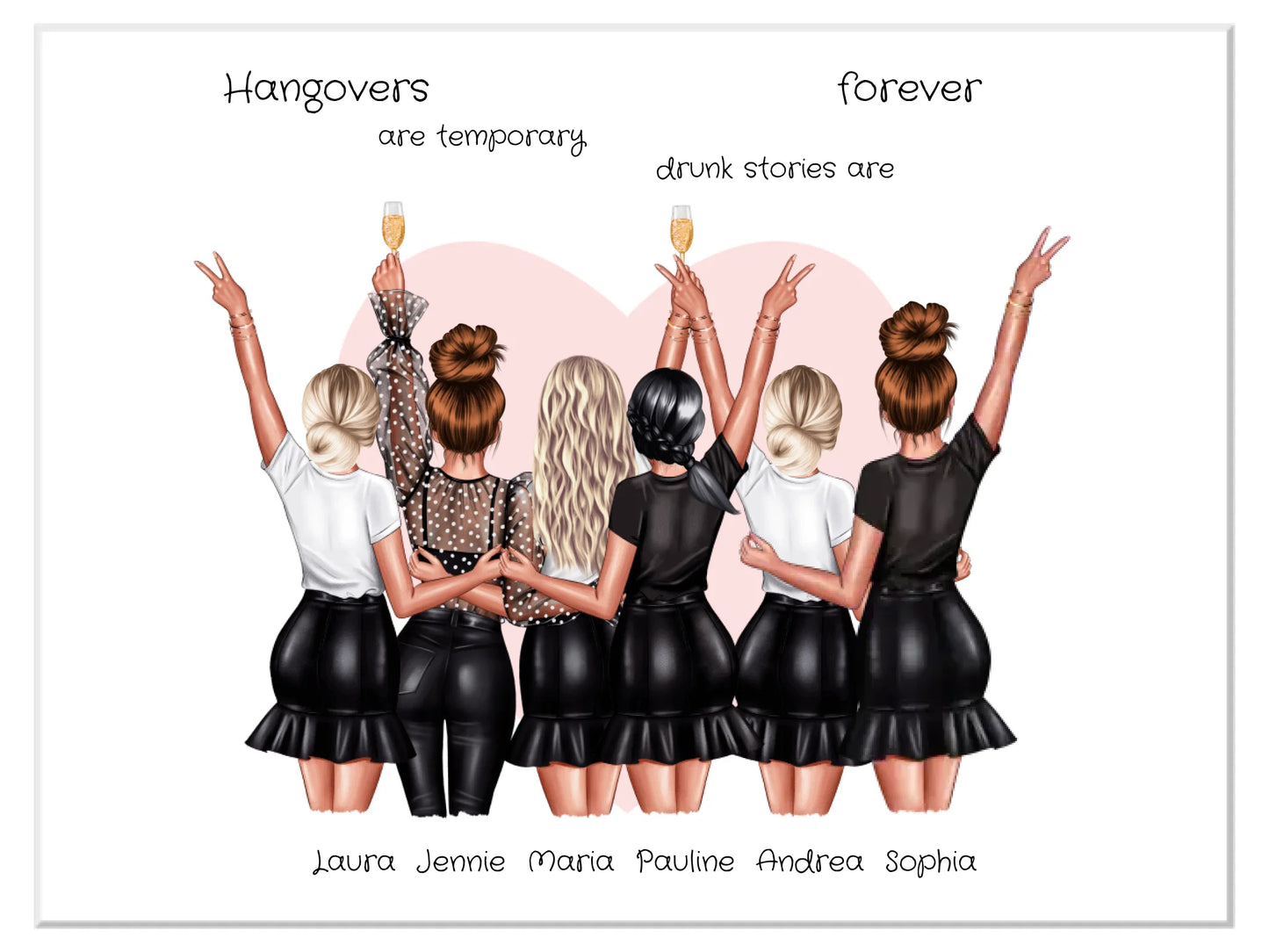 Geschenk beste Freundin Bild | Poster 6 beste Freundinnen Geschenk personalisiert | Geburtstagsgeschenk Schwester, Mama, Kollegin