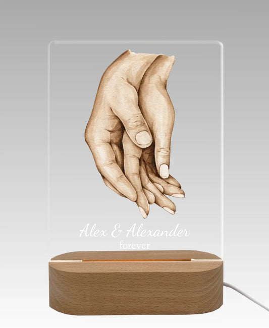 Personalisiertes Acryl LED-Licht Hände | Nachtlicht Geschenk Valentinstag- Hochzeitstag - Hochzeitsgeschenk