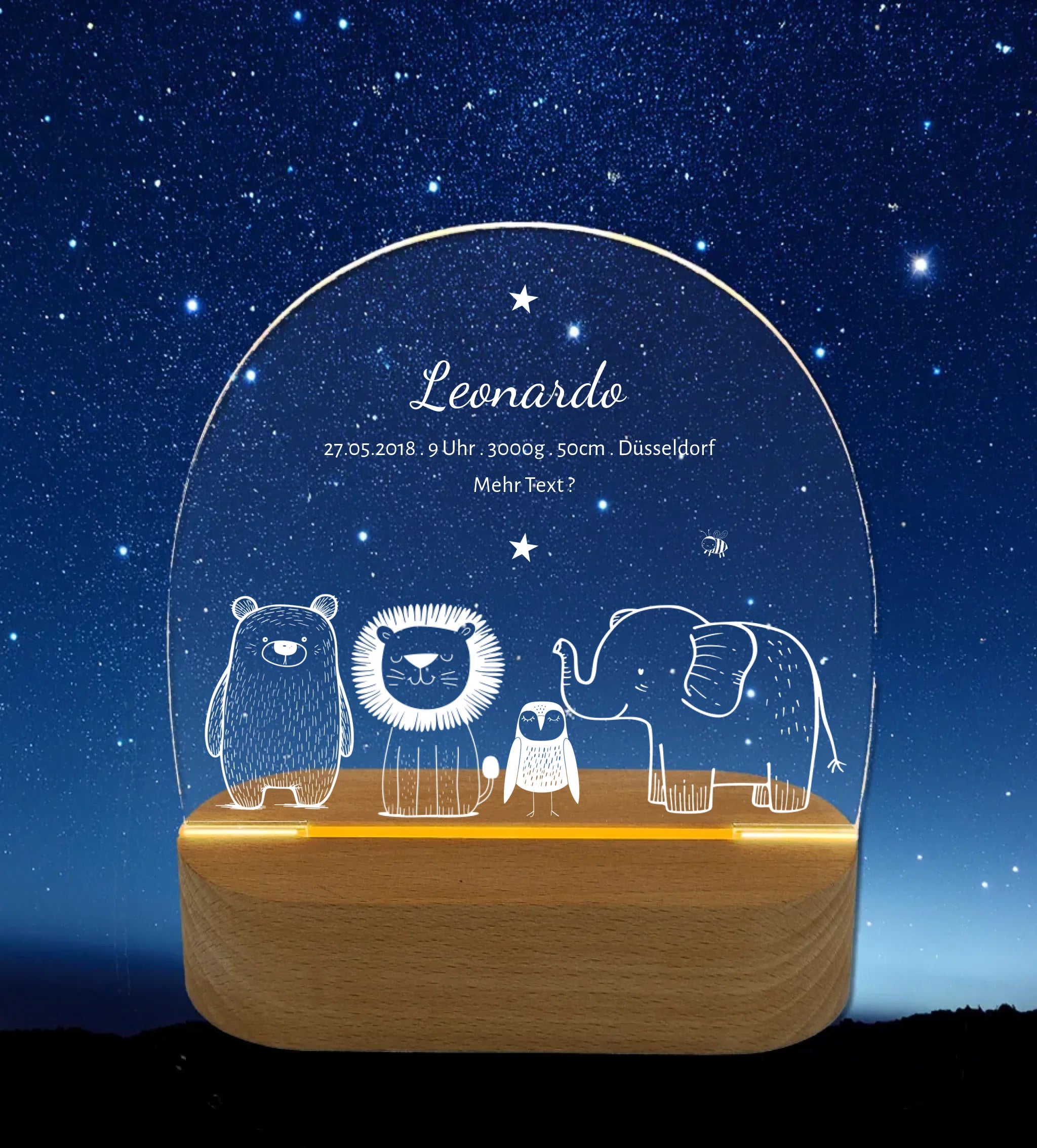 Personalisiertes Nachtlicht Für Babys – Mit Namen & Datum, Ideal Als Geschenk