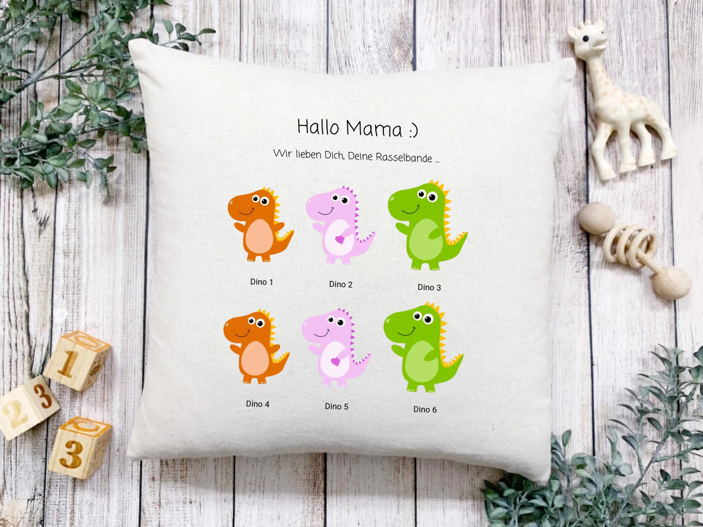 Personalisiertes Oster Geschenk Mama / Papa Dino Kissen | Muttertagsgeschenk, Vatertagsgeschenk & Geburtstagsgeschenk