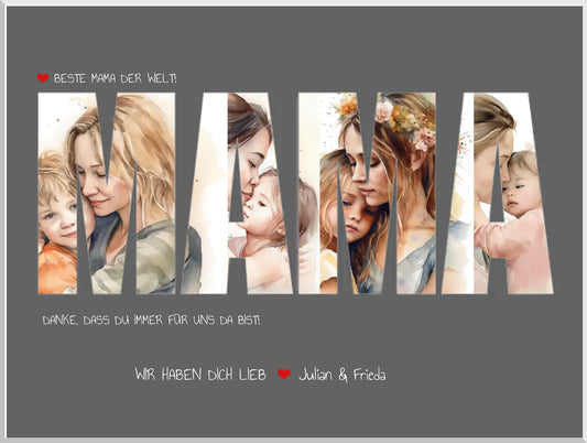 Personalisiertes Fotobild Muttertagsgeschenk | Geschenk Mama Poster | Geburtstagsgeschenk Mama | Mama Bild Geschenk | 4 einzelne Bilder Leinwanddruck Leinwandbild