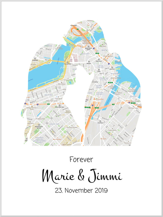 Personalisiertes Koordinaten Poster Geschenk Liebespaar - Geschenk Hochzeit, Hochzeitstag, Valentinstag Leinwanddruck Leinwandbild