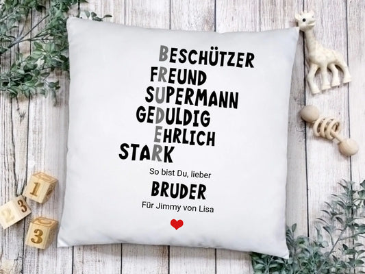 Personalisiertes Kissen "Definition Bruder" – Geburtstagsgeschenk & Weihnachtsgeschenk Bruder