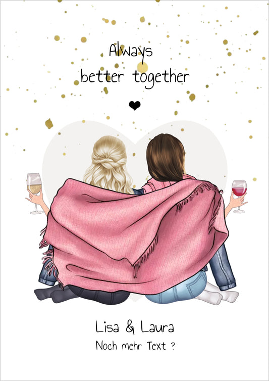 Beste Freundin Bild  Geschenk, personalisiertes Poster mit  Namen und Spruch