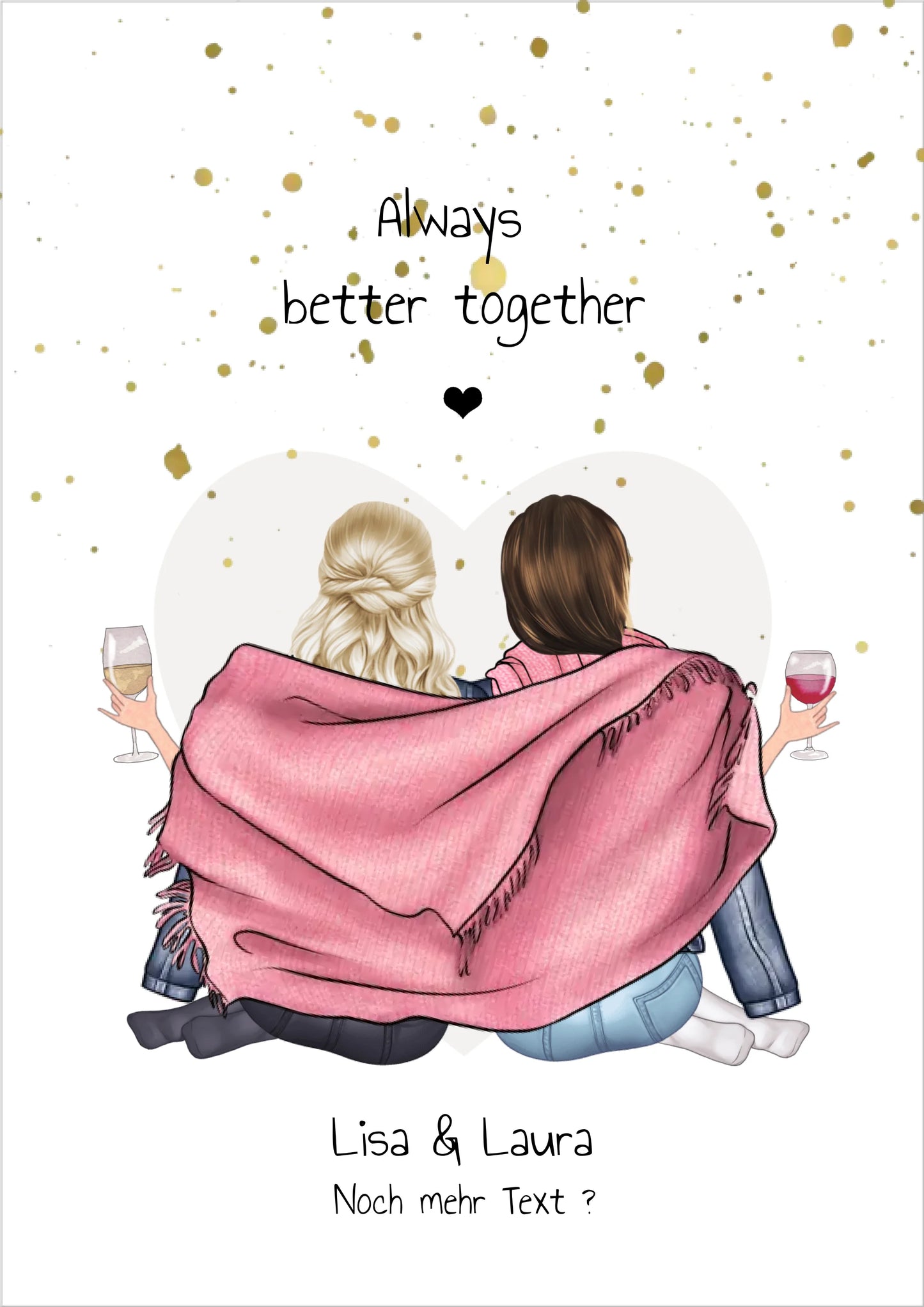 2 beste Freundinnen Geschenk Bild personalisiert - Poster Geburtstag Beste Freundin