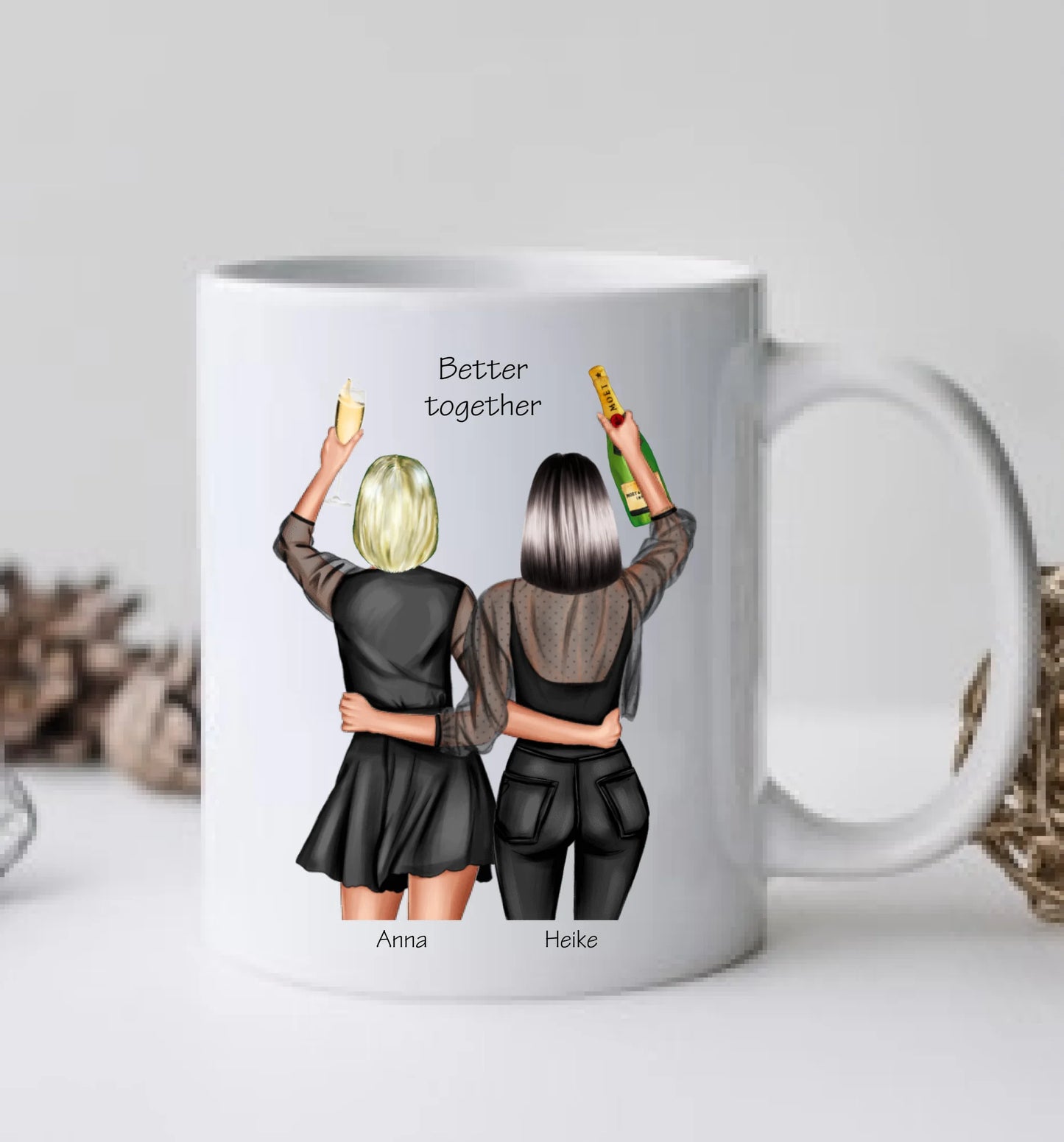Personalisierte Tasse Geschenk 2 Beste Freundinnen Tasse, Geschenkidee beste Schwester, Weihnachtsgeschenk