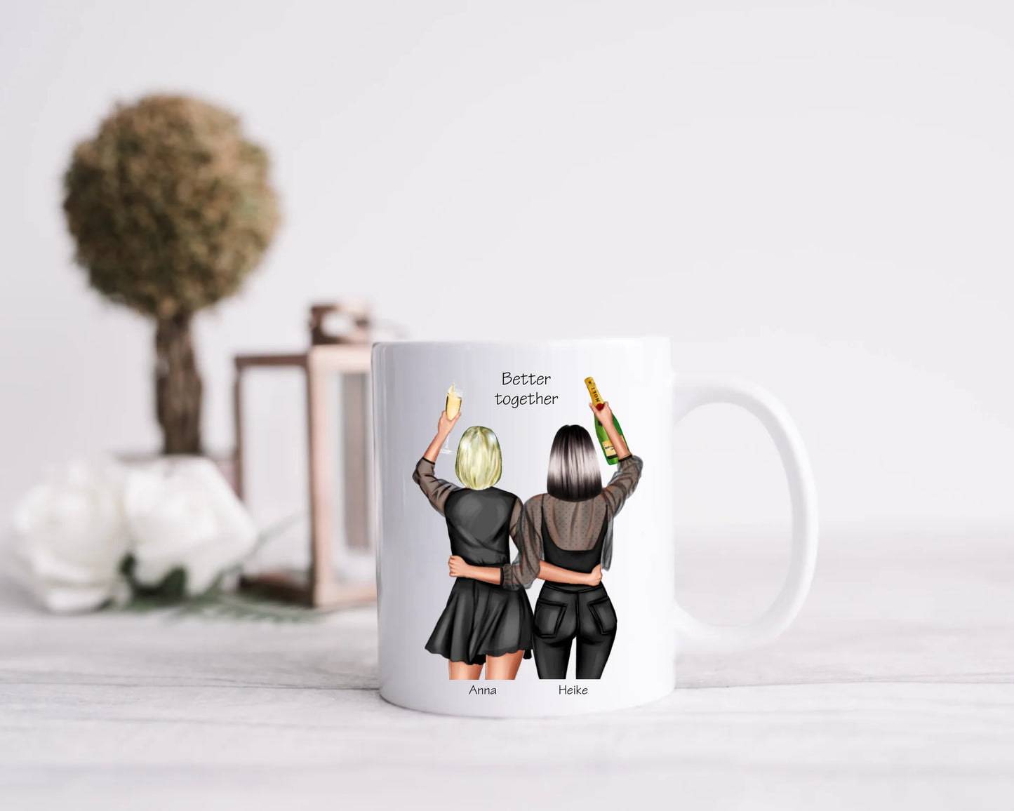 Personalisierte Tasse Geschenk 2 Beste Freundinnen Tasse, Geschenkidee beste Schwester, Weihnachtsgeschenk