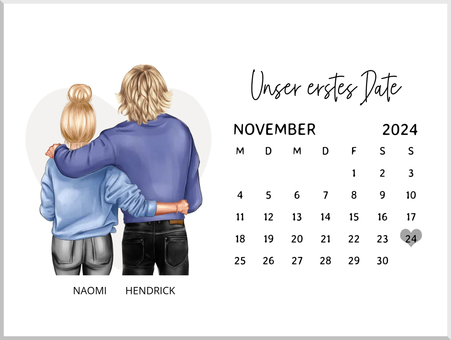 Kalenderposter für Paare & Verliebte "Unser Date" | Geschenk Valentinstag | Hochzeitstag | Jahrestag
