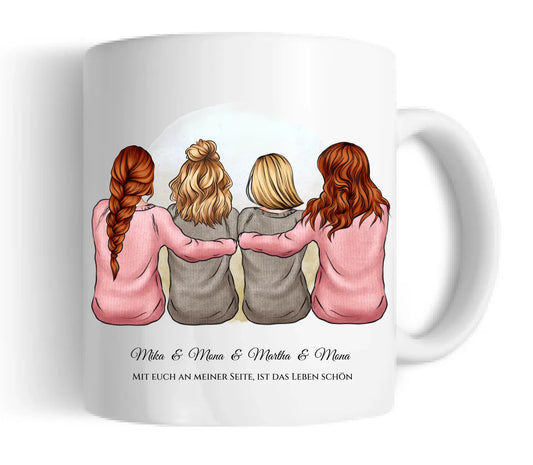 Personalisierte Tasse für beste Freundin / 4 Freundinnen & Frauen Tasse mit Name & Spruch