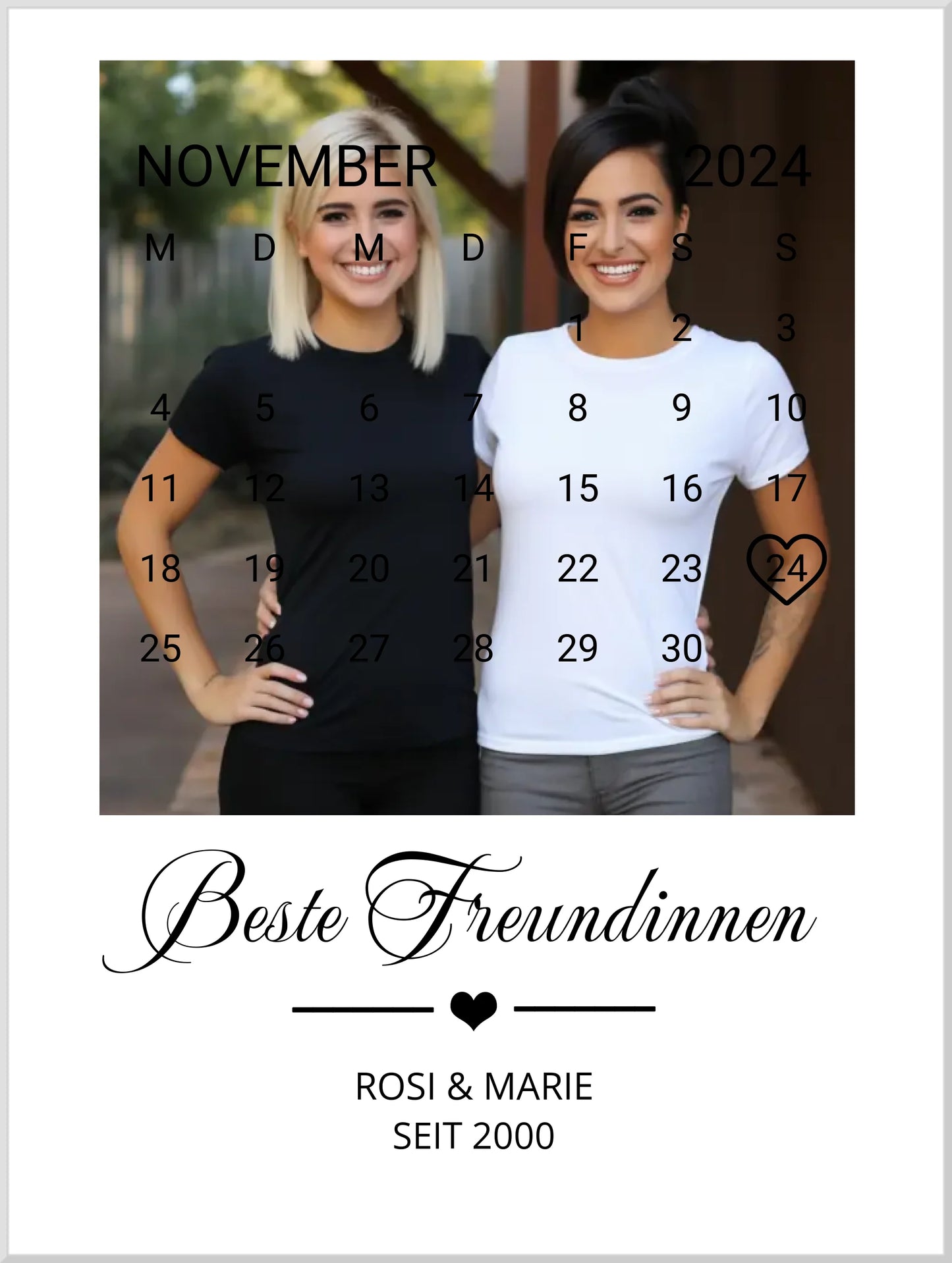 "Beste Freundin" Geschenk personalisiert" Kalender Fotoposter | Geschenk Geburtstag