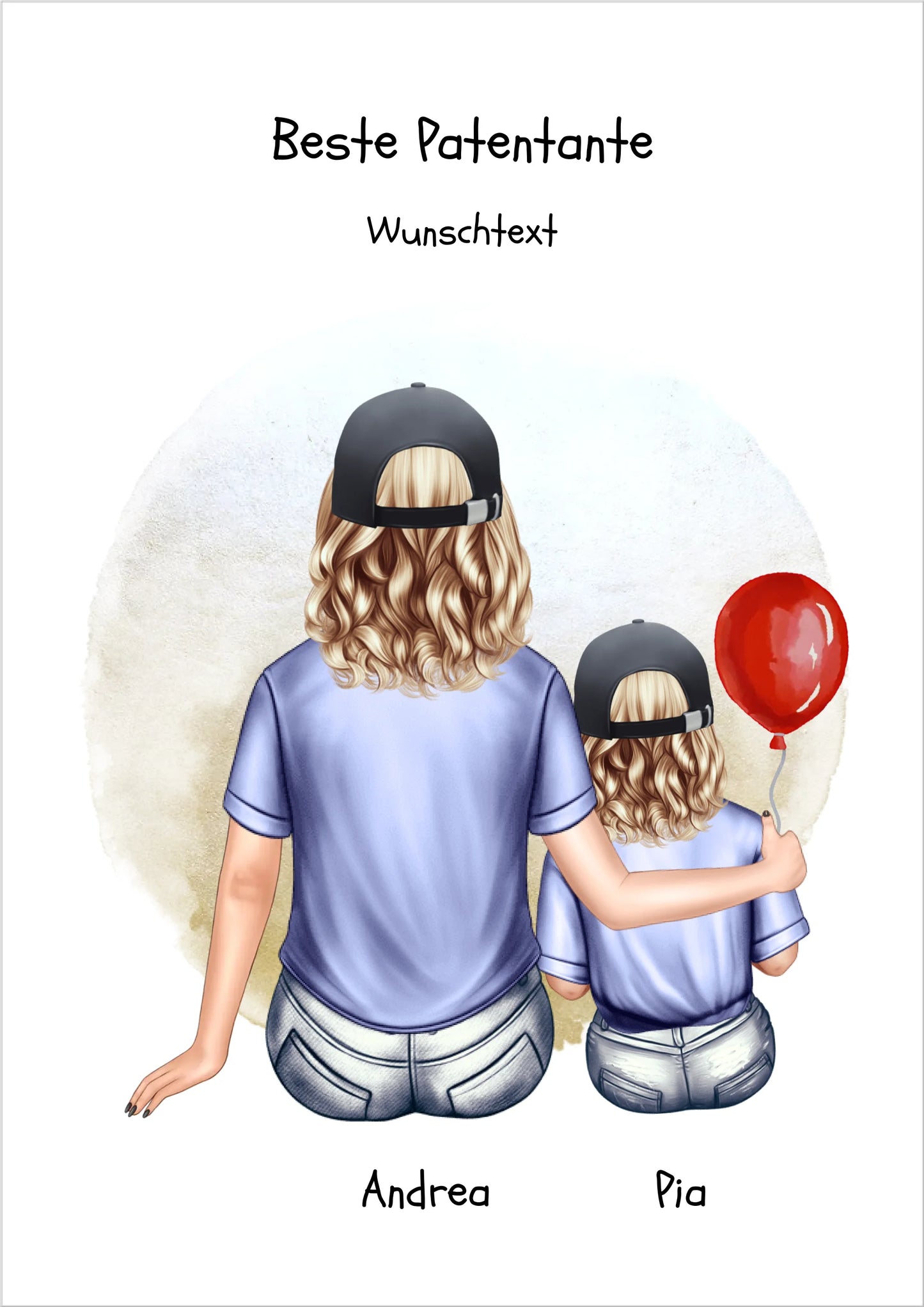 Geschenk Patentante mit Patenkind Mädchen Poster, Leinwandbild - Weihnachtsgeschenk Geburtstagsgeschenk