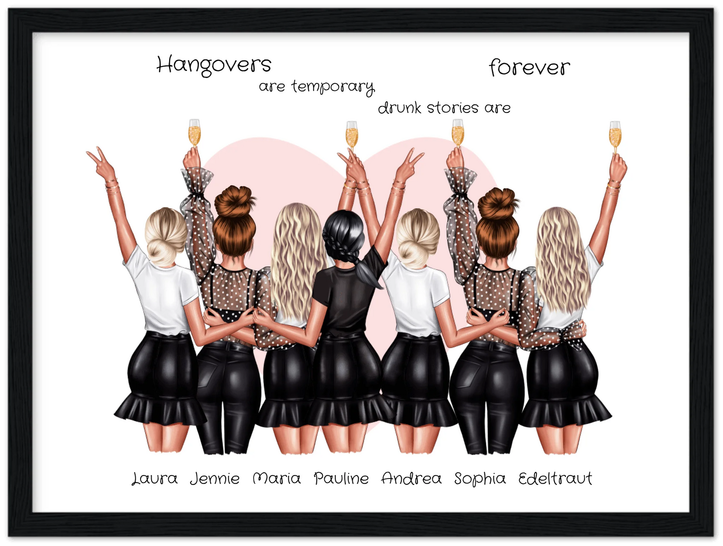 7 Beste Freundinnen Poster personalisiert Geburtstagsgeschenk - Freundin Bild Geschenk