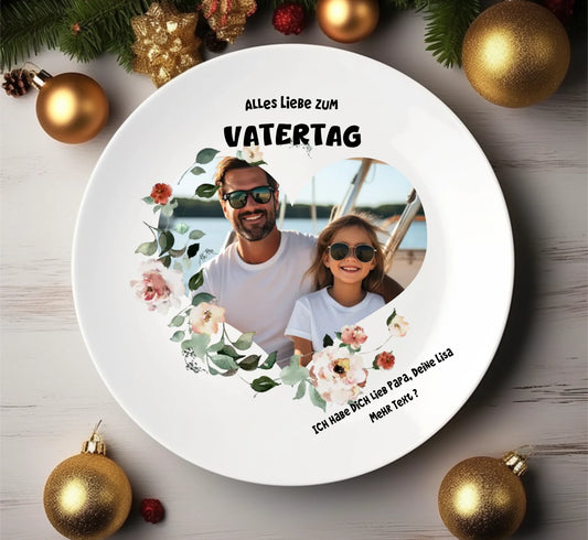 Geschenk zum Vatertag für Papa, Vatertagsgeschenk Teller personalisiert 1x flacher Teller Durchmesser 23,5 cm - - nur innerhalb Deutschland lieferbar