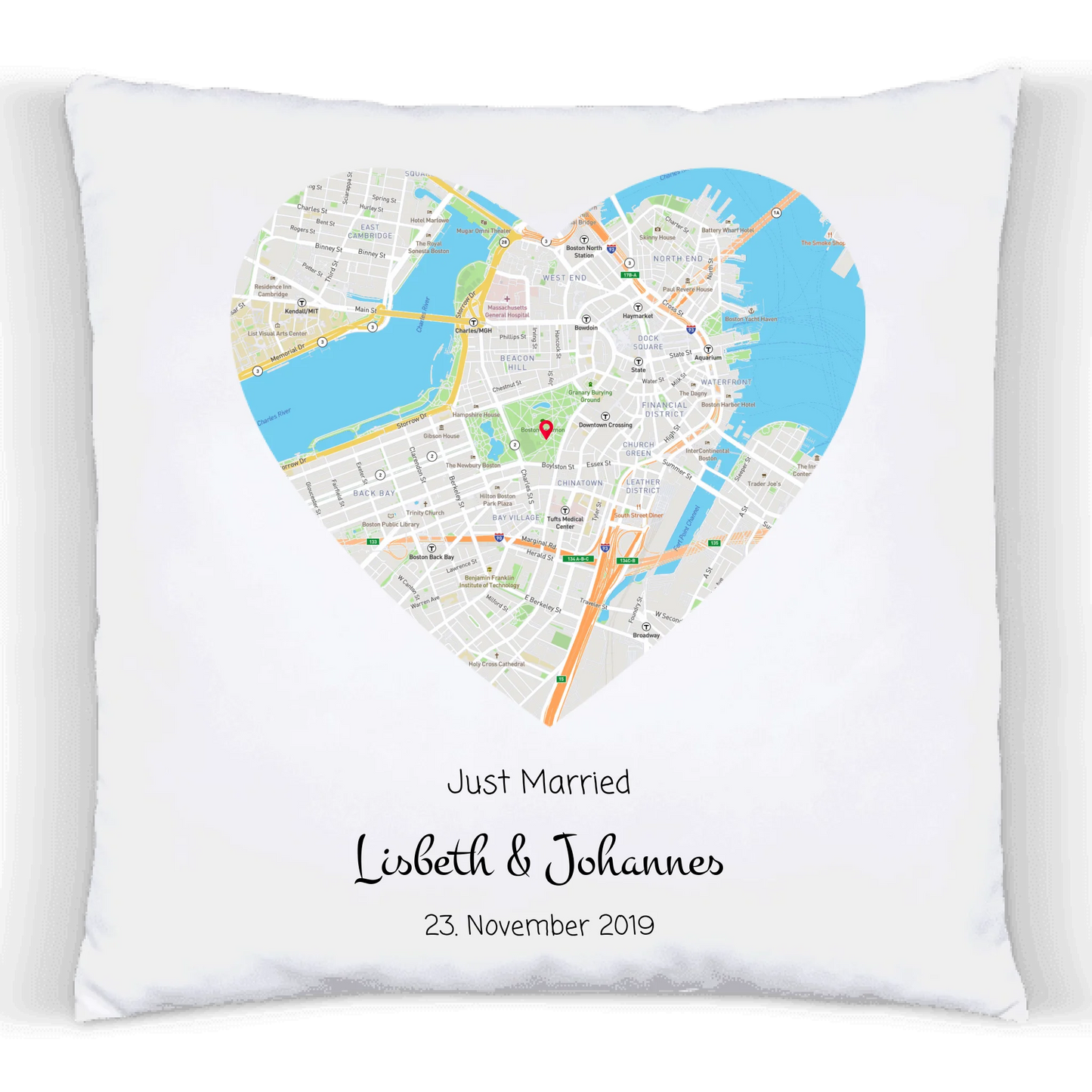 Personalisiertes Kissen im MAP-Style als Hochzeitsgeschenk, Geschenk Partner, Geschenk Partnerin, Geschenk Valentin, Hochzeitstag, Geburtstagsgeschenk