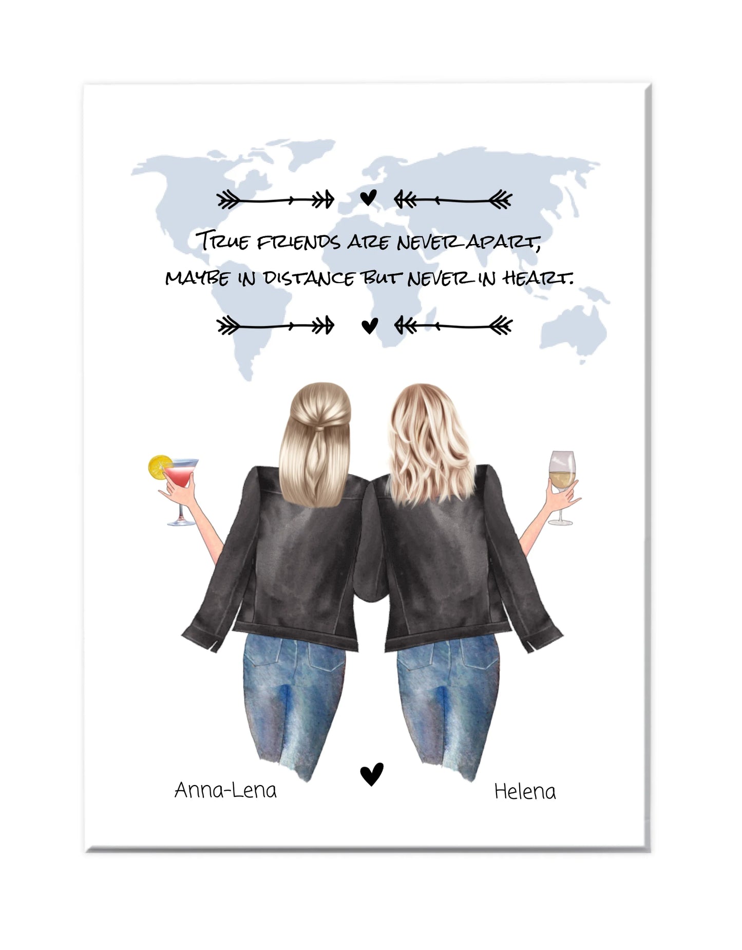 2 Beste Freundinnen Poster Geschenk mit Spruch personalisiert - Geburtstagsgeschenk - Personalisiertes Freundin Bild Weihnachtsgeschenk