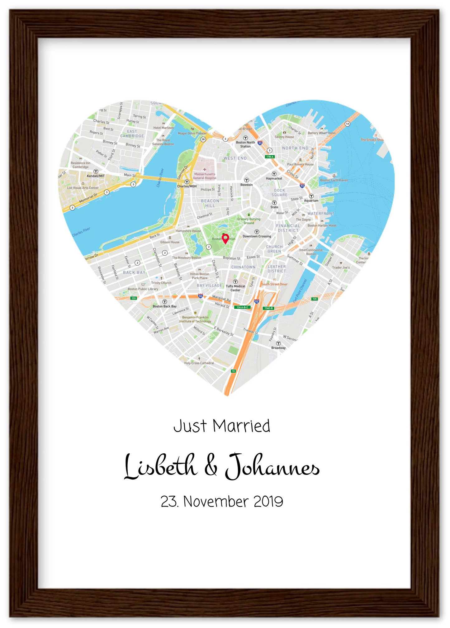 Hochzeitsgeschenk | Gerahmtes Koordinaten Poster Haus im Stadtkarte Design | Geschenkidee Hochzeit -Valentinstaggeschenk | Geburtstagsgeschenk