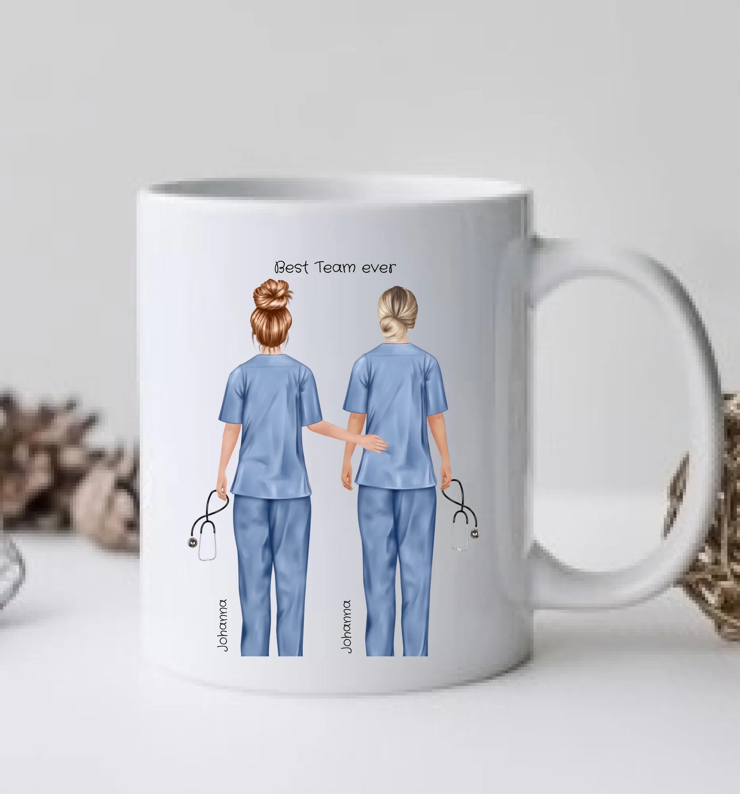 5 Beste Krankenschwester Team Tasse, Personalisierter Kaffeebecher, Danke Geschenkidee Kollegin, Tassendruck, Pflegerin, Ärztin