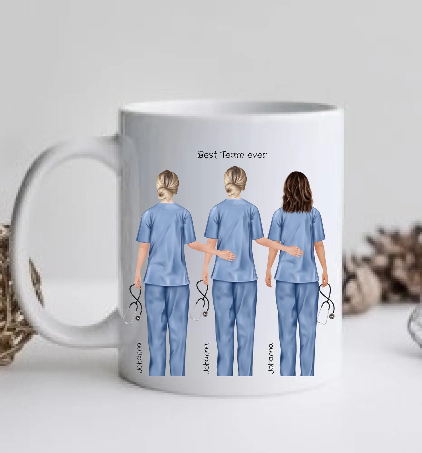 5 Beste Krankenschwester Team Tasse, Personalisierter Kaffeebecher, Danke Geschenkidee Kollegin, Tassendruck, Pflegerin, Ärztin