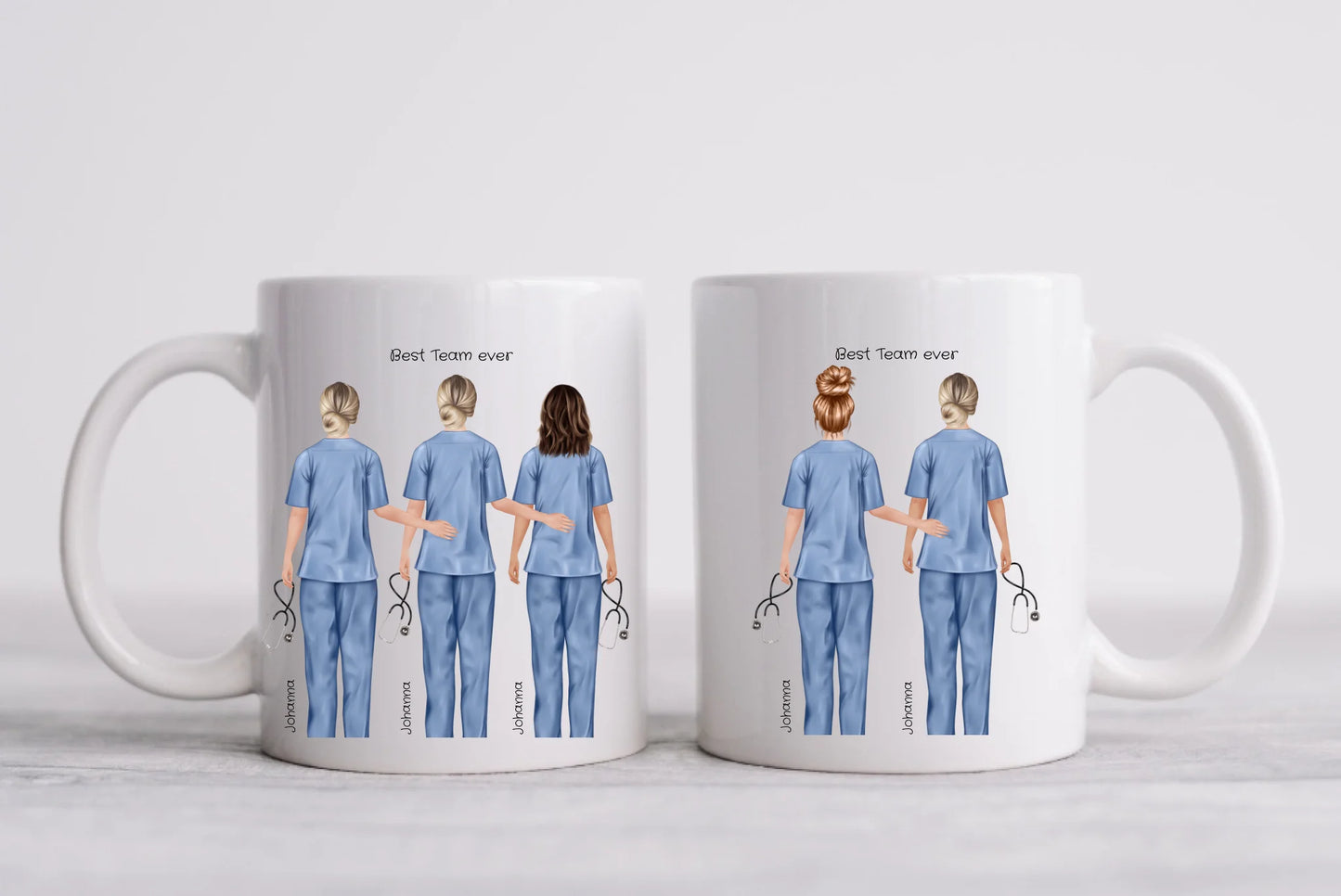 Personalisierte 5 Team Tasse, Danke Geschenk Ärztin, Krankenschwester, Kollegin, Geschenk Altenpflege, Arzthelferin, mit Namen und Spruch. Abschiedsgeschenk.