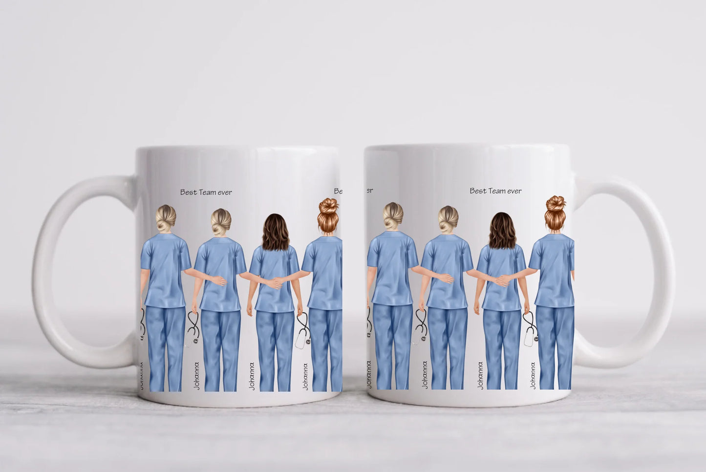Personalisierte 8 Team Tasse, Danke Geschenk Ärztin, Krankenschwester, Kollegin, Geschenk Altenpflege, Arzthelferin, mit Namen und Spruch. Abschiedsgeschenk.