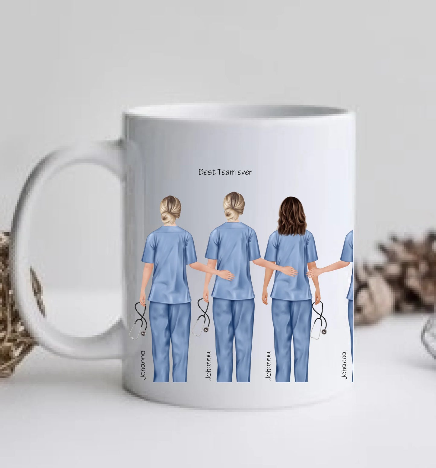7 Beste Krankenschwester Team Tasse, Personalisierter Kaffeebecher, Danke Geschenkidee Kollegin, Tassendruck, Pflegerin, Ärztin