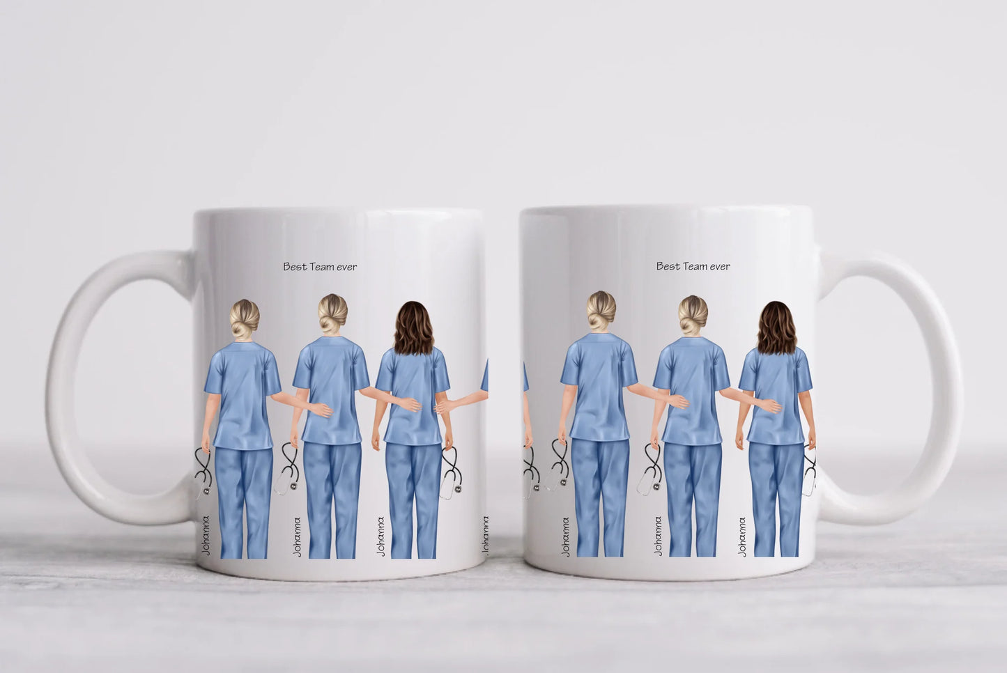 Personalisierte 7 Team Tasse, Danke Geschenk Ärztin, Krankenschwester, Kollegin, Geschenk Altenpflege, Arzthelferin, mit Namen und Spruch. Abschiedsgeschenk.