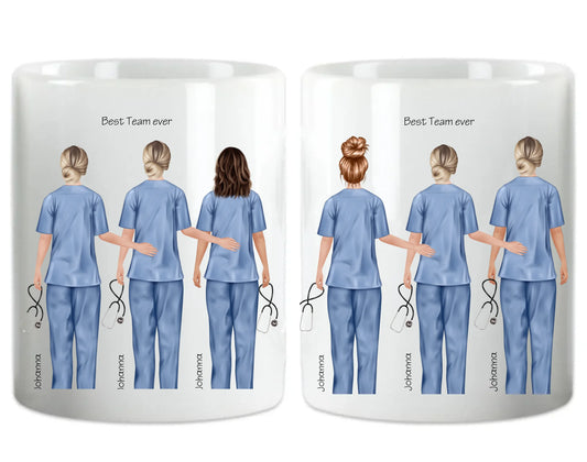 Personalisierte 6 Team Tasse, Danke Geschenk Ärztin, Krankenschwester, Kollegin, Geschenk Altenpflege, Arzthelferin