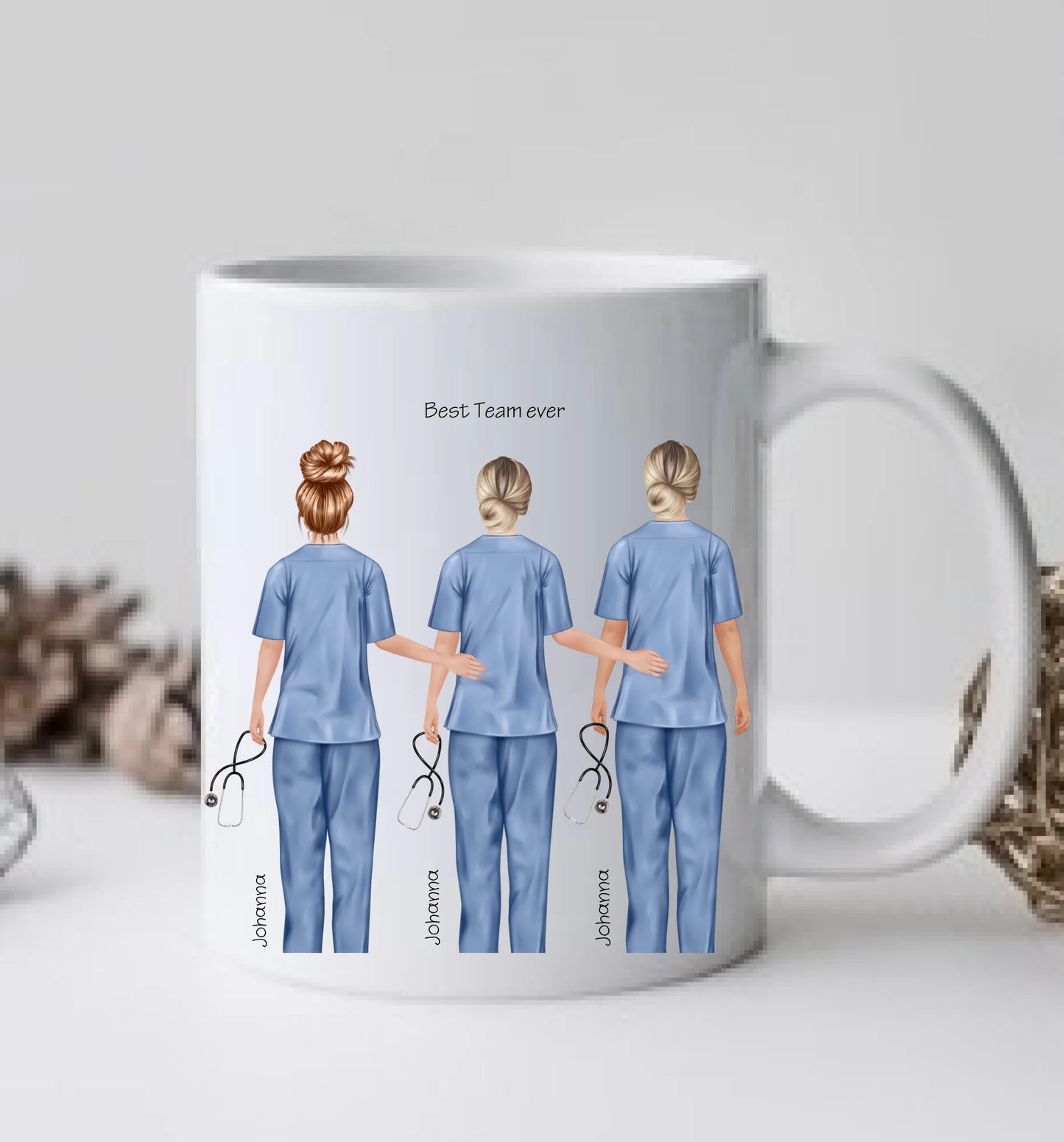 6 Beste Krankenschwester Team Tasse, Personalisierter Kaffeebecher, Danke Geschenkidee Kollegin, Tassendruck, Pflegerin, Ärztin