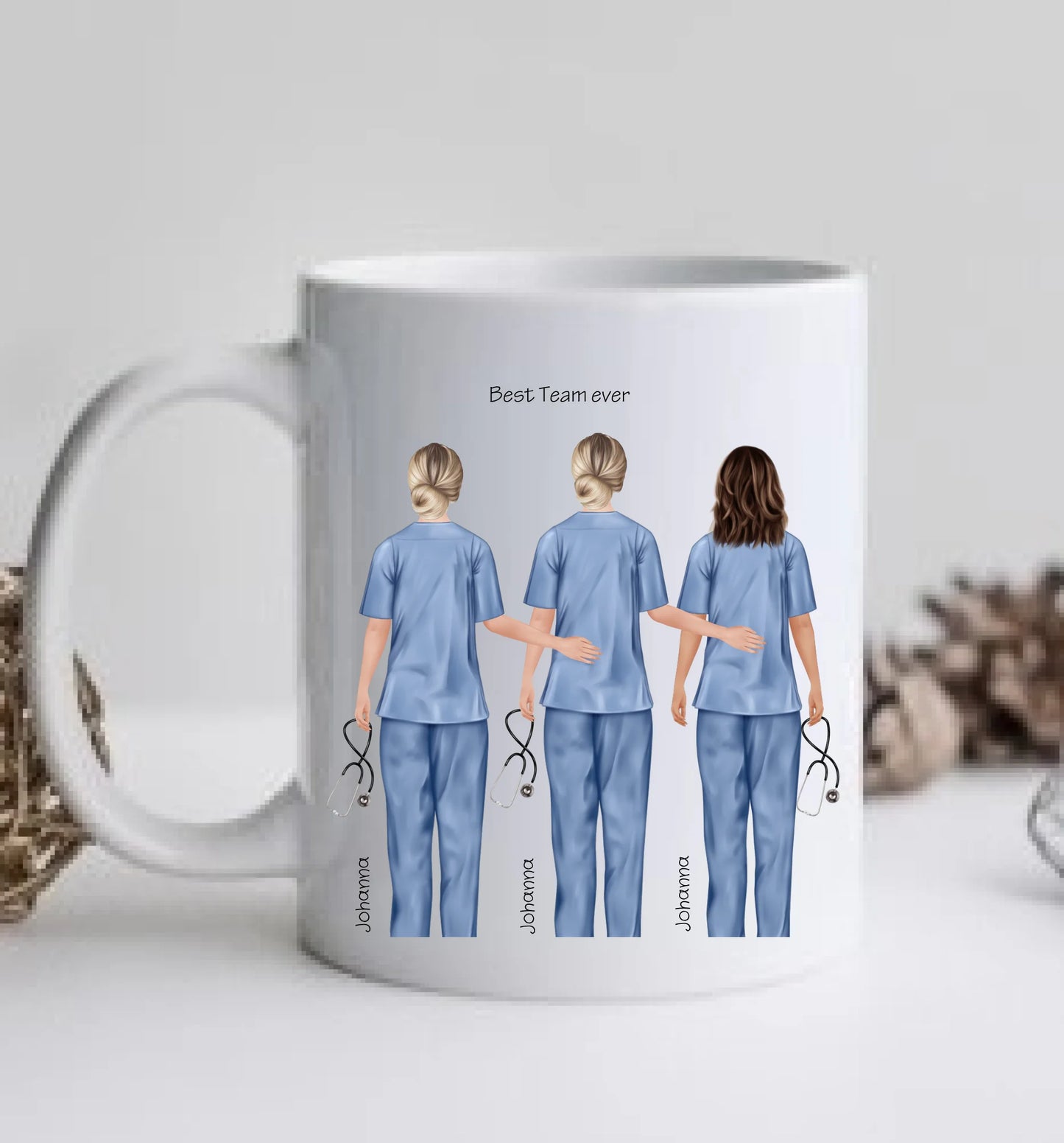 6 Beste Krankenschwester Team Tasse, Personalisierter Kaffeebecher, Danke Geschenkidee Kollegin, Tassendruck, Pflegerin, Ärztin