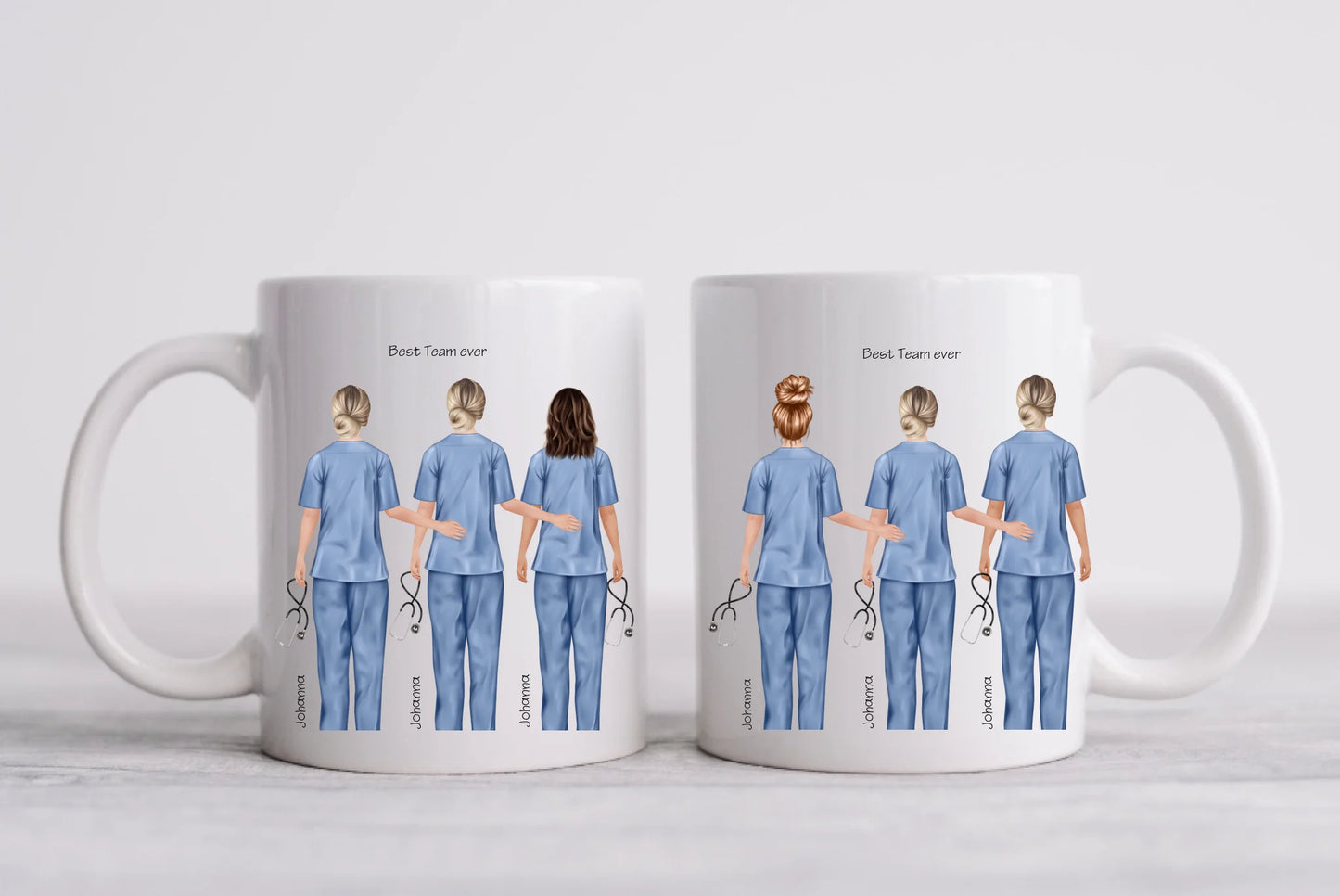 Personalisierte 6 Team Tasse, Danke Geschenk Ärztin, Krankenschwester, Kollegin, Geschenk Altenpflege, Arzthelferin, mit Namen und Spruch. Abschiedsgeschenk.