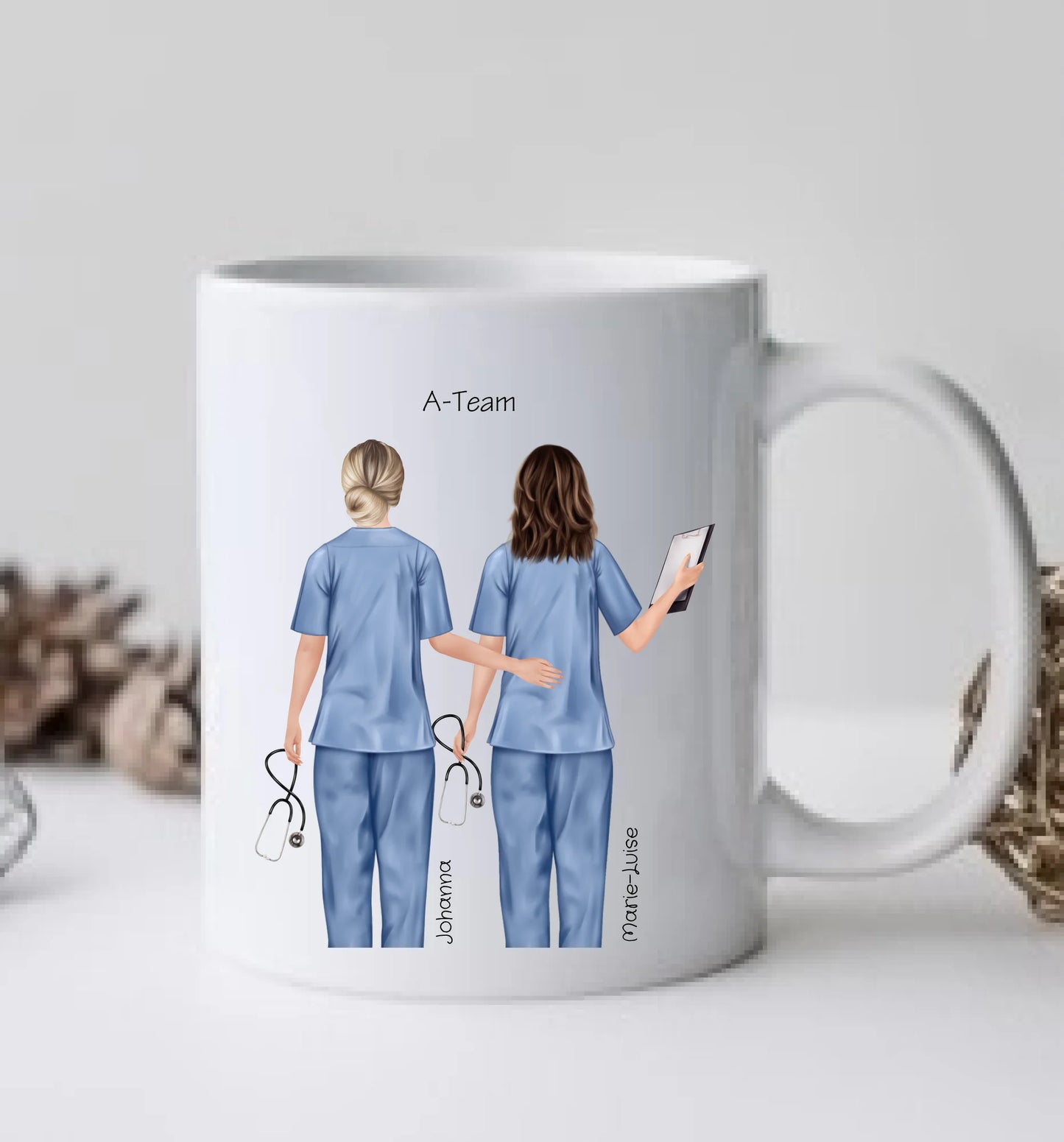 2 Beste Krankenschwester Team Tasse, Personalisierter Kaffeebecher, Geschenkidee Kollegin, Tassendruck, Ostern, Pflegerin, Ärztin