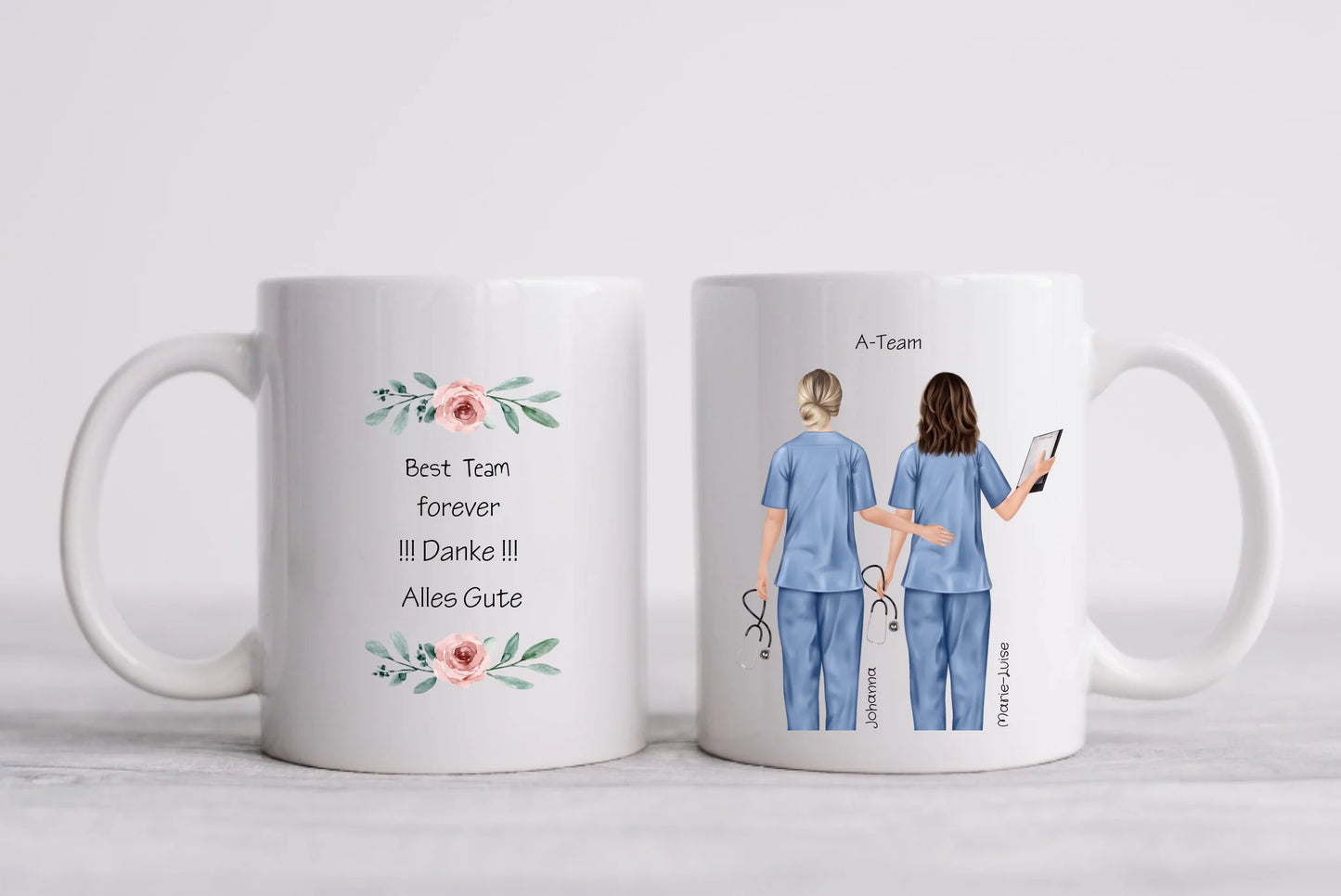 2 Beste Krankenschwester Team Tasse, Personalisierter Kaffeebecher, Geschenkidee Kollegin, Tassendruck, Ostern, Pflegerin, Ärztin