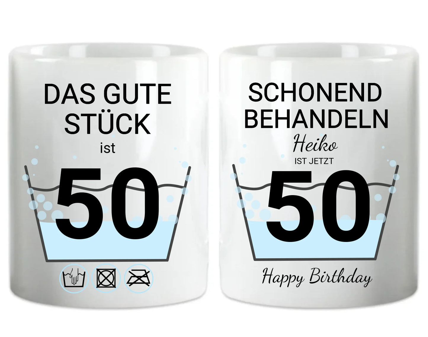 Geburtstageschenk personalisierte Tasse - 50 Jahre Schonend behandeln - das gut Stück ist 18mit Geburtstagszahl und Namenpersonalisiert. Geschenkidee Geburtstag
