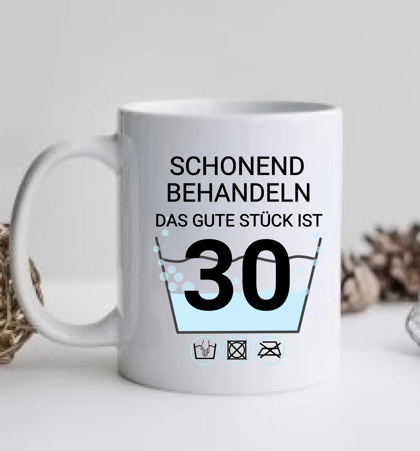 Geburtstageschenk personalisierte Fototasse - Schonend behandeln - das gut Stück ist 35, 40, 50, 60, 70 mit Namen und Foto personalisiert. Geschenkidee Geburtstag Mama. Papa, Oma und Opa.