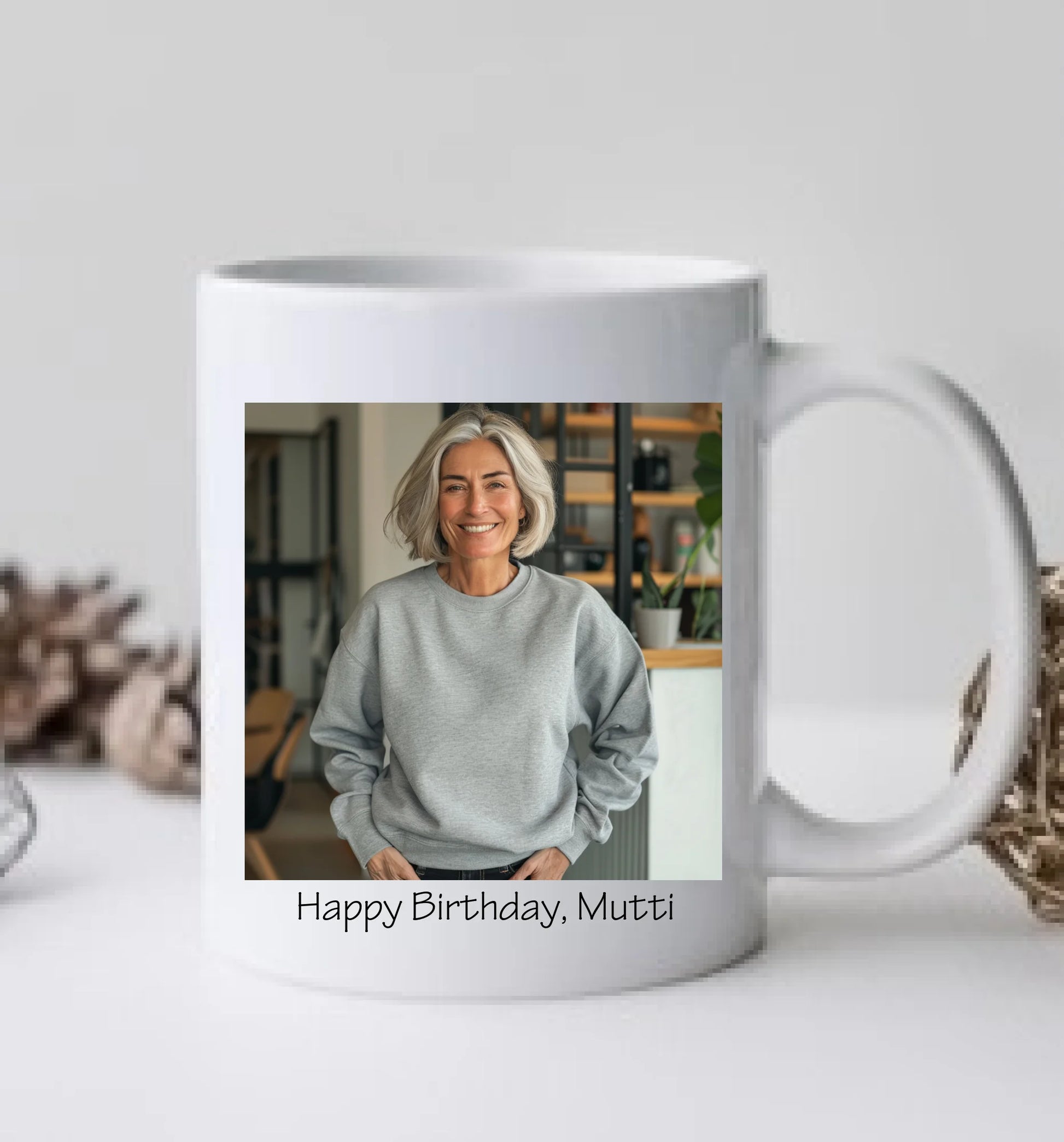 Geburtstageschenk personalisierte Fototasse - Schonend behandeln - das gut Stück ist 52, 60, 70 mit Namen und Foto personalisiert. Geschenkidee Geburtstag  Mama. Papa, Oma und Opa.