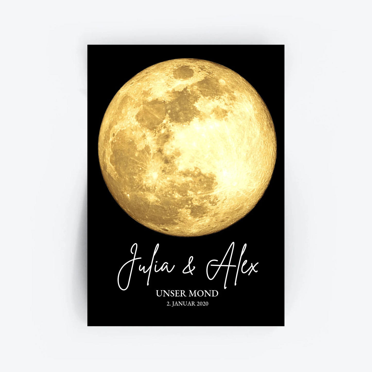Personalisiertes Geschenk Mondphasen-Poster zur Hochzeit, Jahrestag, Valentinstag