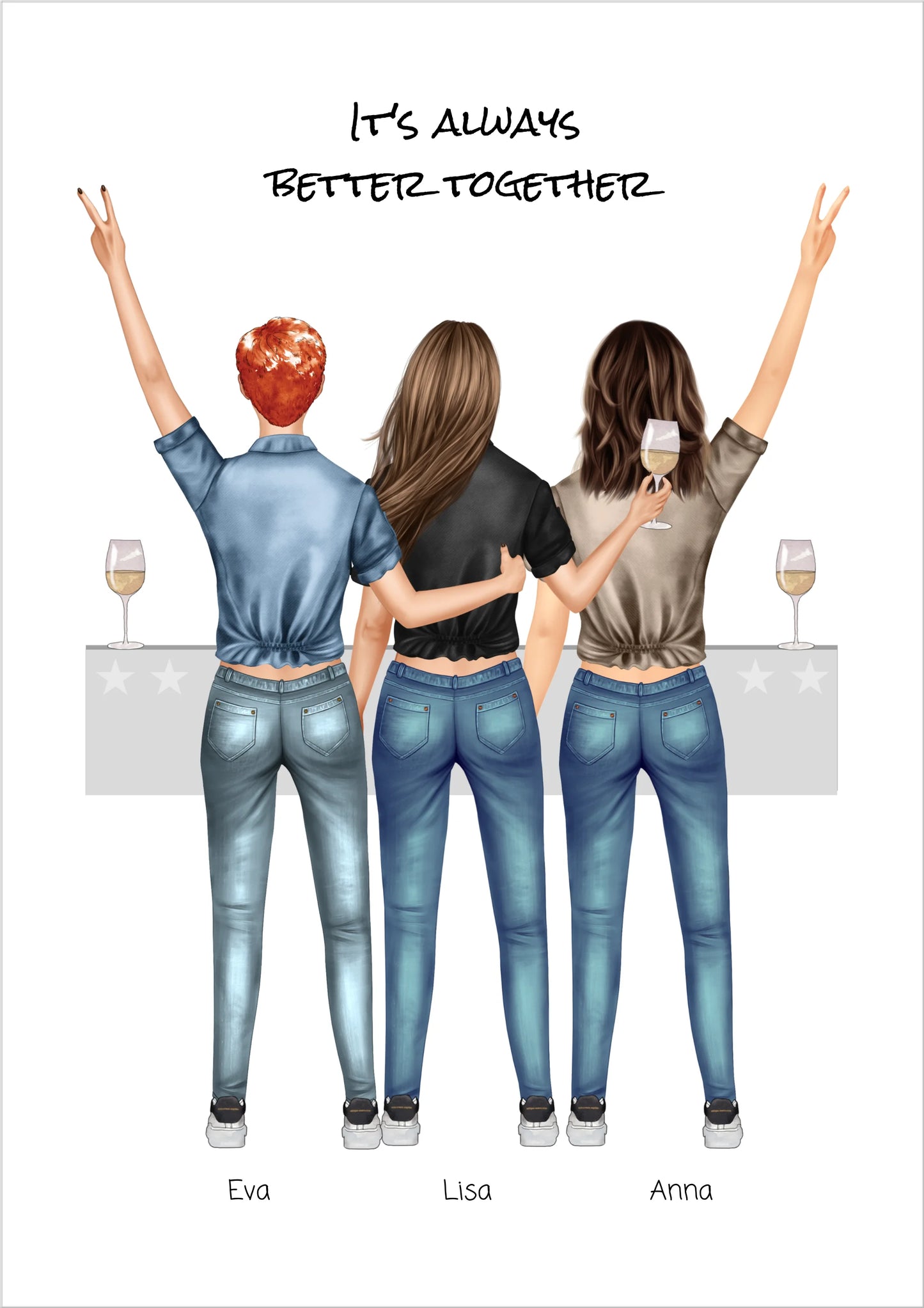 3 Beste Freundinnen Poster – Personalisiertes Bild Geschenk mit Spruch