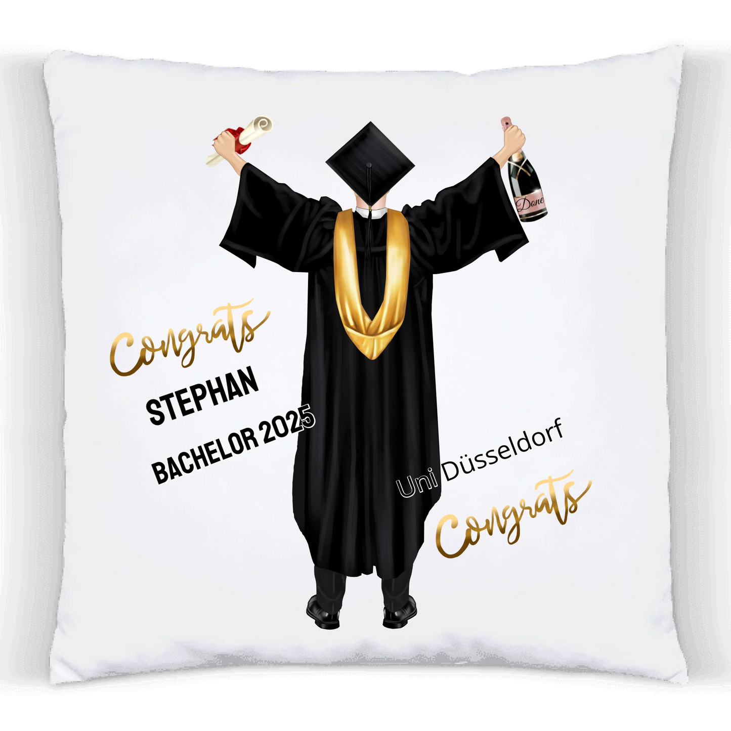 Personalisiertes Kissen Geschenk Studienabschluss, Schulabschluss zum Doktor, Master, Bachelor & Abitur.