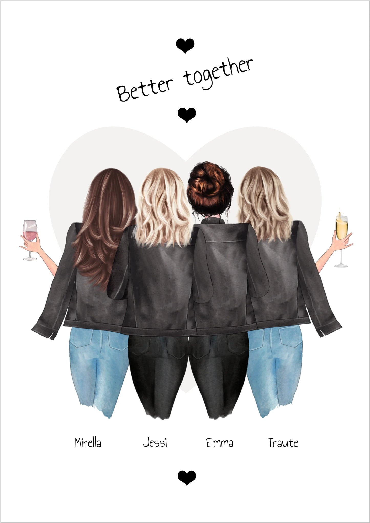 4 beste Freundinnen Poster Geschenk mit Spruch personalisiert - Beste Freundin Bild