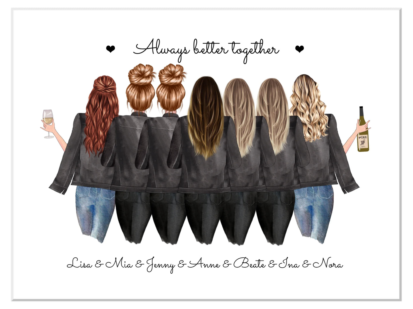 7 beste Freundinnen Poster Geschenk personalisiert - Beste Freundin Bild Geburtstagsgeschenk & Weihnachtsgeschenk