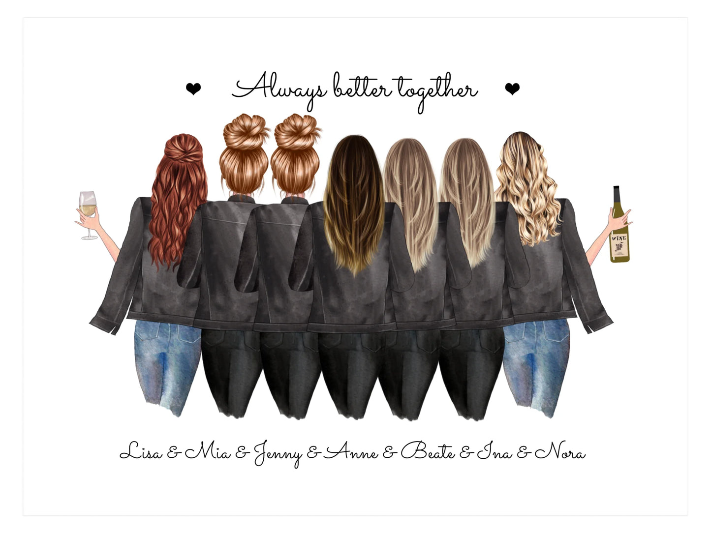 7 beste Freundinnen Poster Geschenk personalisiert - Beste Freundin Bild Geburtstagsgeschenk & Weihnachtsgeschenk