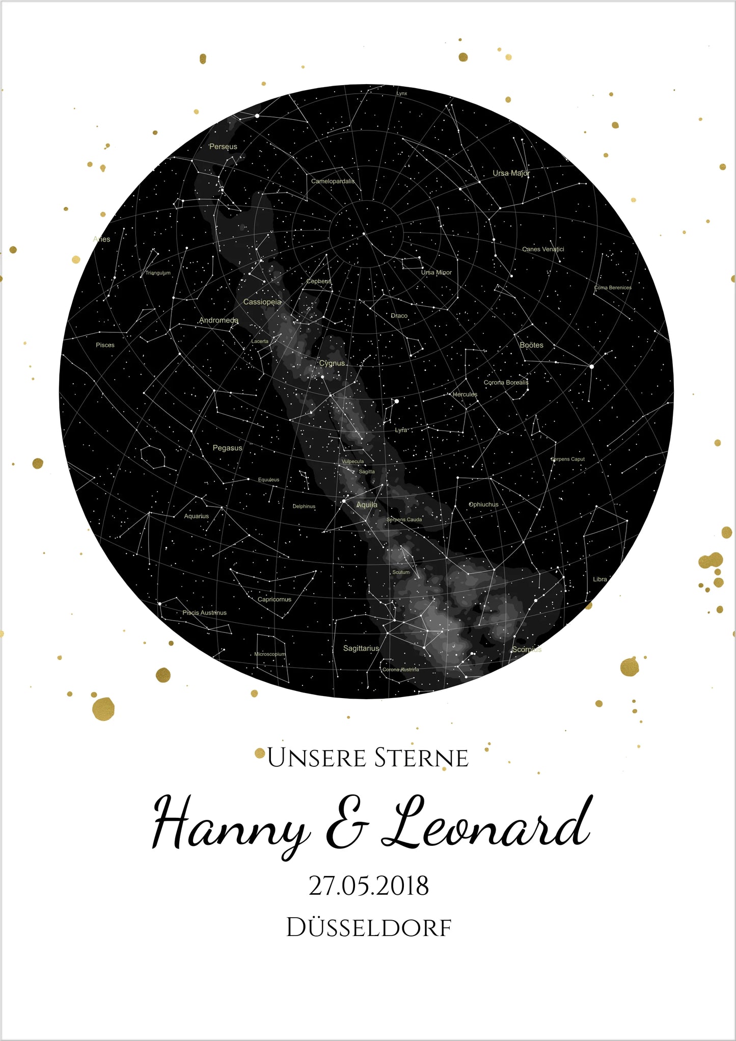 Hochzeitsgeschenk | Personalisierte Sternkarte |  Sternenhimmel Poster | Sternkarte Geschenk zur Hochzeit, zur Geburt, zur Taufe