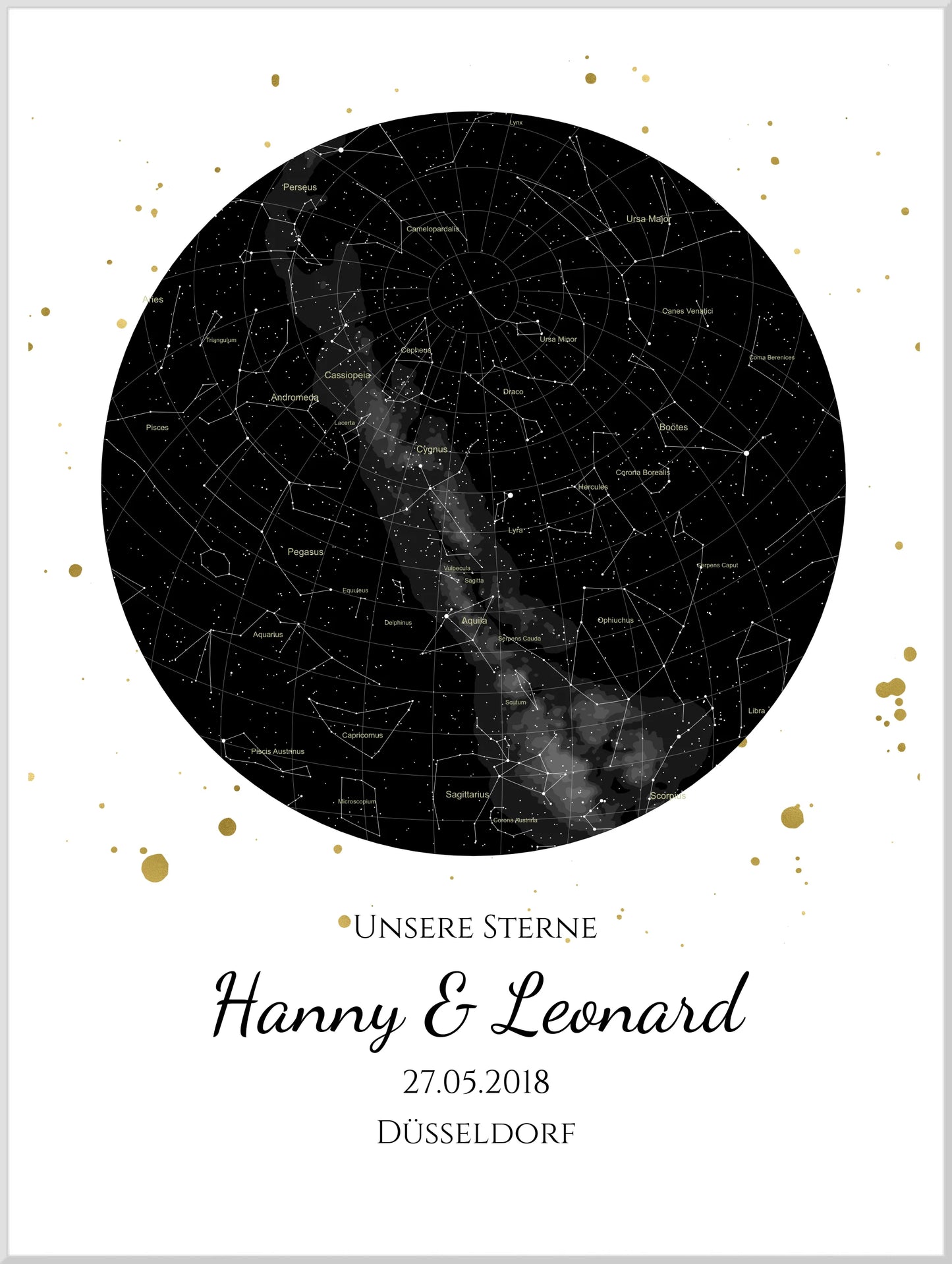 Hochzeitsgeschenk | Personalisierte Sternkarte |  Sternenhimmel Poster | Sternkarte Geschenk zur Hochzeit, zur Geburt, zur Taufe