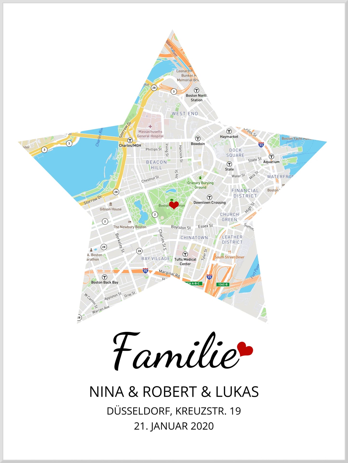 Geschenk Familie Poster personalisiert – Sternkarte & Stadtkarte – Wohnort Familie – Geschenk Einzug, Hochzeitstag, Jahrestag, Verlobung