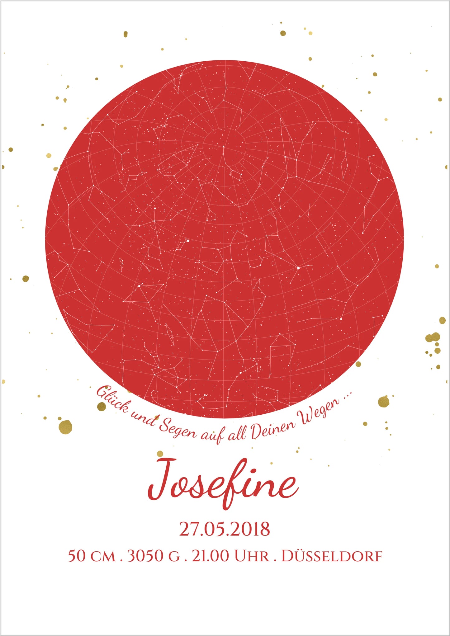 Geburtsgeschenk & Taufgeschenk Geburtsanzeige | Poster Sternkarte Design | Babygeschenk zur Geburt, zur Taufe | Sternkarte Mädchen